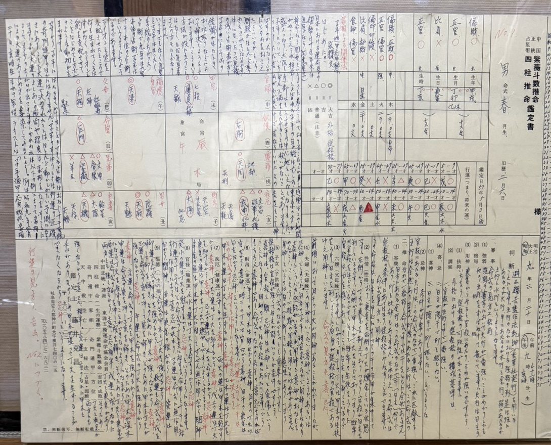 祖父が遺した四柱推命鑑定書